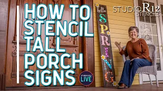 How to Stencil Tall Porch Signs | StudioR12 Stencils | Hello Spring | Paint DIY Home Decor Tutorial