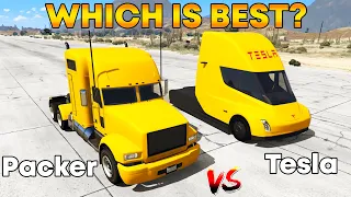 GTA 5 : PACKER TRUCK VS TESLA SEMI TRUCK (WHICH IS BEST?)