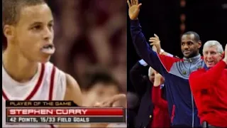 Steph Curry shocking LeBron James during college game