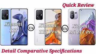 Xiaomi 11T Vs Xiaomi 11T Pro Vs Xiaomi Mi11 Pro | Which Smartphone's Specification is Better Compare