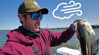 Bass Fishing in HIGH Winds! (Grinding it Out)