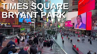 NEW YORK CITY Walking Tour [4K] - TIMES SQUARE - BRYANT PARK