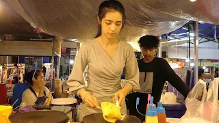 Laos Omelet Lady More Beautiful Than AI Girl - Laos Street Food