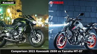 Comparison 2021 Kawasaki Z650 vs Yamaha MT-07 |TM