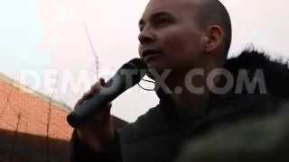 Paul Murphy, TD speaks outside mount joy Prison water charge march