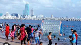 இலங்கையின் செயற்கை கடற்கரை பார்க்கலாம் வாங்க😃#port city beach 🏖 #arooziyas lifestyle#srilanka