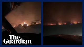 Footage of fires at Ukrainian military base after reported air strike outside Kyiv