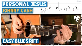 "Personal Jesus" Johnny Cash | Easy Blues Riff w/ TABs + Visuals