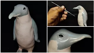 sculpting clay: how to make clay penguin | clay animals | art and craft | clay sculpture, clay art