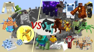 Various bosses addition mobs VS random mobs battle royale!  Minecraft mob battle! Part2