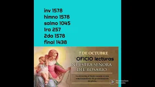 OFICIO de LECTURAS Para el viernes 7 Octubre 2022. Nuestra Señora del Rosario