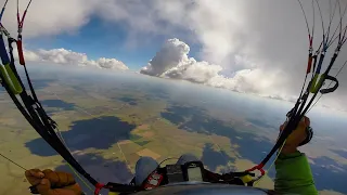 Paragliding low save, strong thermal, frontal collapse, cloud base, 116xc flight