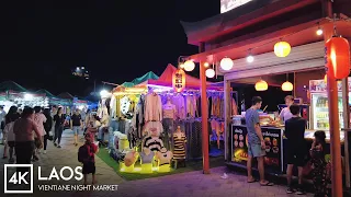 [4K] Vientiane Night Market | Laos Walking Tour | Laos Travel | WALK A LAOS