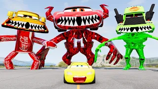 Compilation: Escape From The Giant Cursed Mack Mater McQueen Pixar Eater VS McQueen Beamng Drive #46