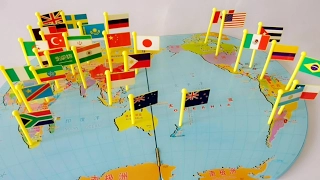 World Flags​ Pin on Map matching puzzle.. small flags.. Mapboard