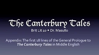 The first 18 lines of the General Prologue to the Canterbury Tales in Middle English