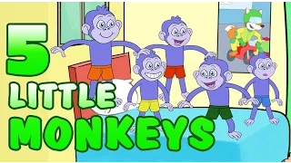 FIVE LITTLE MONKEYS JUMPING ON THE BED english songs by Coletas and Pachete