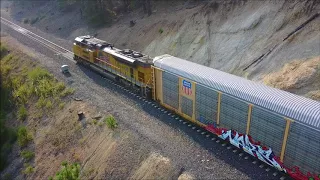 Williams Loop: Train passes underneath itself: Aerial view (9/4/2017)