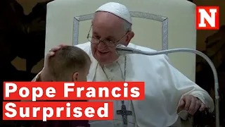 Watch Heartwarming Moment Little Boy Runs Up To Pope During Weekly Audience