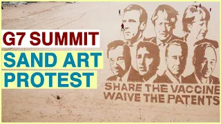 Activists sketch G7 leaders' likeness in sand | G7 Summit | Cornwall | COVID-19 Vaccines | WION