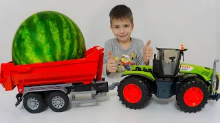 Kid Ride on Power Wheel Tractor Unboxing New Watermelon Truck