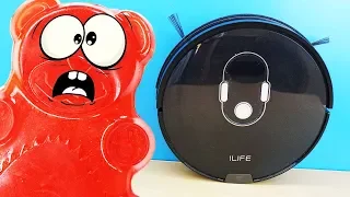 ЧЕЛЕНДЖ ЖЕЛЕЙНЫЙ МЕДВЕДЬ ВАЛЕРА ПРОТИВ РОБОТА ПЫЛЕСОСА ILIFE A7