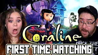 Our FIRST TIME WATCHING Coraline (2009) Movie Reaction | This film is beautifully horrific!