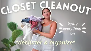 *EXTREME* CLOSET CLEANOUT AND DECLUTTER 2023 ✨ trying on EVERYTHING in my closet