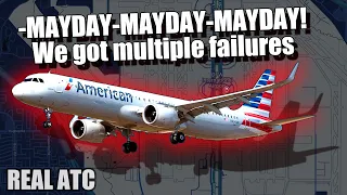 Every Pilot's Nightmare. American Airbus A320NEO Multiple Failures After Take off. REAL ATC