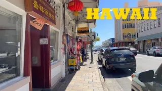 Walking Honolulu, Hawaii's Chinatown in May 2023