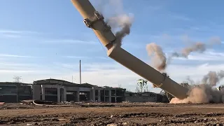 Demolition Documentary  Phase 1 & 2 of Implosion multiple views cameras get blowed up.