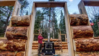 Heat in the Cabin, Building an Off Grid Log Cabin Alone in the Wilderness, Ep 8