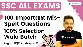 100 Important Mis-Spelt Questions | English | All SSC Exams | wifistudy | Sandeep Keasarwani