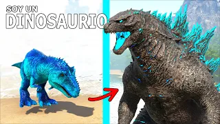 LA HISTORIA DEL PEQUEÑO GIGANOTOSAURUS GODZILLA! Lucho contra Titán de Hielo ARK Soy un Dinosaurio