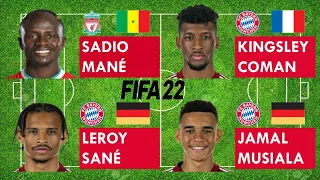 Sadio Mané vs Bayern München Left Wingers(Kingsley Coman,Leroy Sané,Jamal Musiala)FIFA 22 Comparison