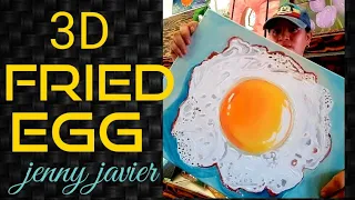 3d realistic fried egg acrylic painting on canvas by: Jenny Javier