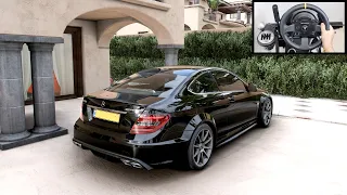 Forza Horizon 5 Drifting Mercedes C63 AMG with Steering Wheel Gameplay