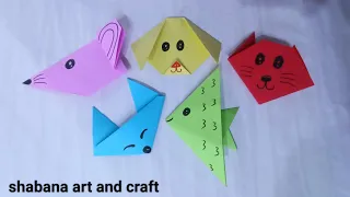 Craft Ideas | 5 Easy Paper Folding Craft | easy origami Cat Dog Mouse Fox Fish