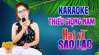 Karaoke Song Ca | HAI VÌ SAO LẠC - Thiếu Giọng Nam | Song Ca Với Lê Liễu