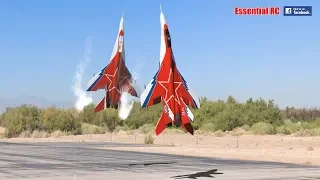 FANTASTIC Russian Mikoyan MiG-29 FORMATION PAIR/DUO with OVT VECTORED THRUST Demo