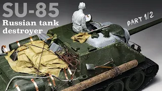 SU-85 - Tamiya - 1/35 - Tank Model - Part 1 [ model building ]