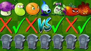 All Plants POWER-UP vs 99 Gravestones - Which Plant Will Win? - PvZ 2 Challenge