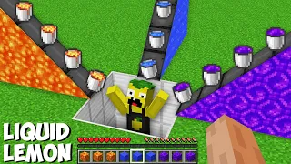 What if YOU MIX ALL LIQUIDS WITH LEMONCRAFT in Minecraft ? LAVA OR WATER OR PORTAL GOLEM ?