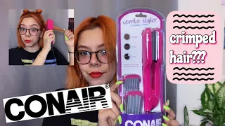 trying Conair Combo Styler Crimper, Waver & Straightener