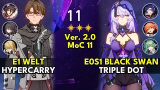 E1 Welt Hypercarry & E0S1 Black Swan Triple DoT | Memory of Chaos Floor 11 3 Stars | Honkai