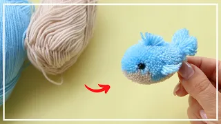 Милый Маленький Акуленок Поделка ПомПон 🐟  Cute Baby Shark Pompom 🐟 Woolen craft 💛 DIY NataliDoma