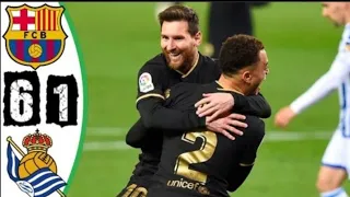 ملخص مباراة برشلونة وريال سوسيداد 6-1 ثنائية ميسي - مباراة مجنونه