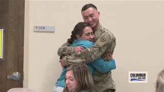 Young soldier surprises Mom at Columbus Technical College