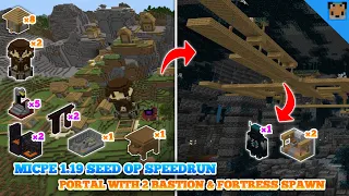 Minecraft pe 1.19 Seed - Village & Pillage with Ancientcity / Portal with Bastions & Fortress Spawn!