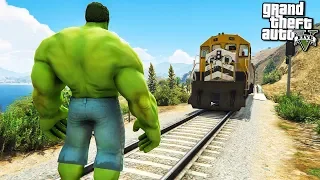 ХАЛК ПРОТИВ ПОЕЗДА ЭКСПЕРИМЕНТ В ГТА 5 МОДЫ! HULK ОБЗОР МОДОВ В GTA 5! ИГРЫ ГТА ВИДЕО MODS